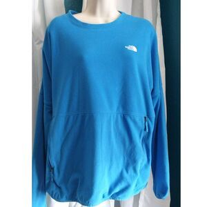 The North Face Size XL Womens Blue Athletic Fleece Pullover Top W Pockets